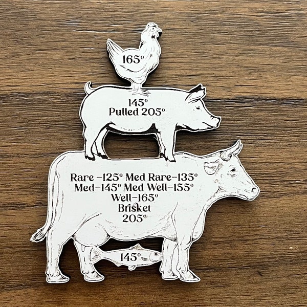 Meat temperature magnet cow pig chicken fish fridge magnet kitchen decor