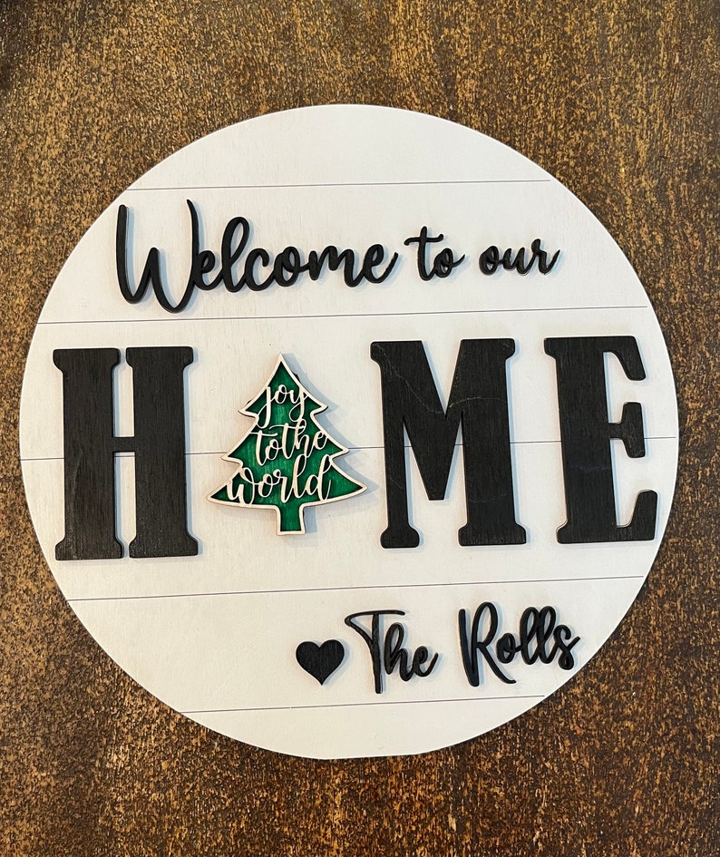 Interchangeable door hanger, interchangeable shelf sign, wall decor, personalized welcome sign mothers day gift Realtor closing gift