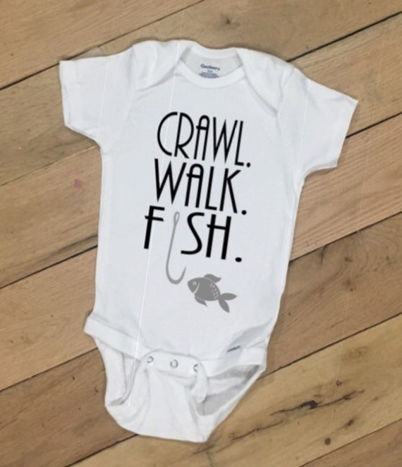 crawl walk fish onesie