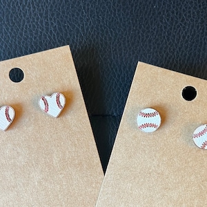 Baseball wood stud earrings baseball mom team gift