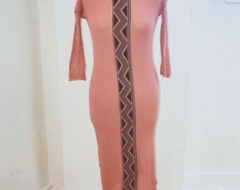 Vestido de algodão orgânico feito à mão: Roupas estilo Tulum rosa