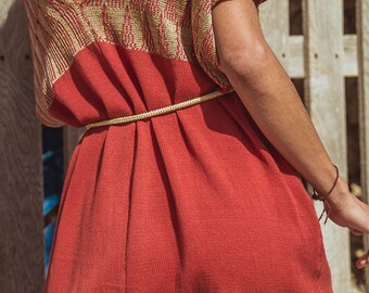 Handmade Linen Boho Caftan Dress: Ibiza Knit Maxi Tunic