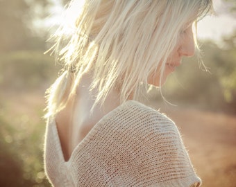 Handmade Linen Crochet Dress: White Boho Ibiza Summer Clothing