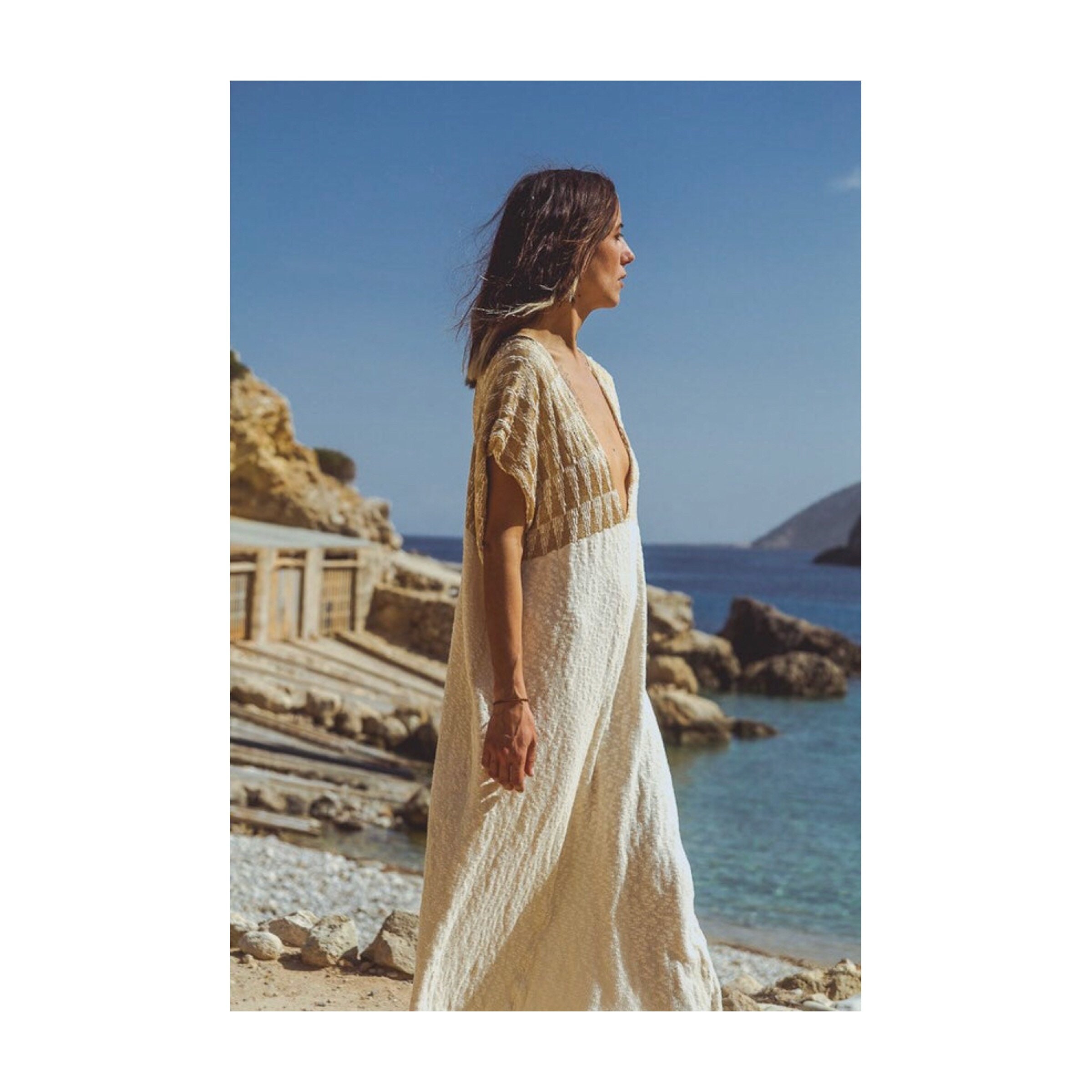 Women KAFTAN White Summer Dress ERME 