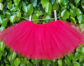 BRIGHT RED TUTU, Christmas Holiday Handmade Tulle Skirt, Valentines Day Elastic Waist Outfit, Fall Autumn Birthday Photo Dress, Baby Toddler