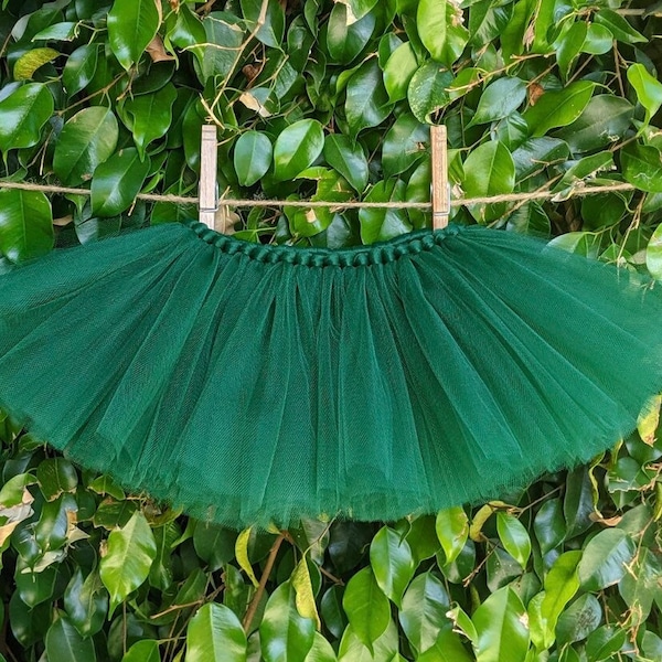 DARK GREEN TUTU, Hunter Tulle Skirt, Forest Birthday Outfit, Fall Autumn Photo Dress, Holiday Christmas, Woodland Fairies Halloween Costume