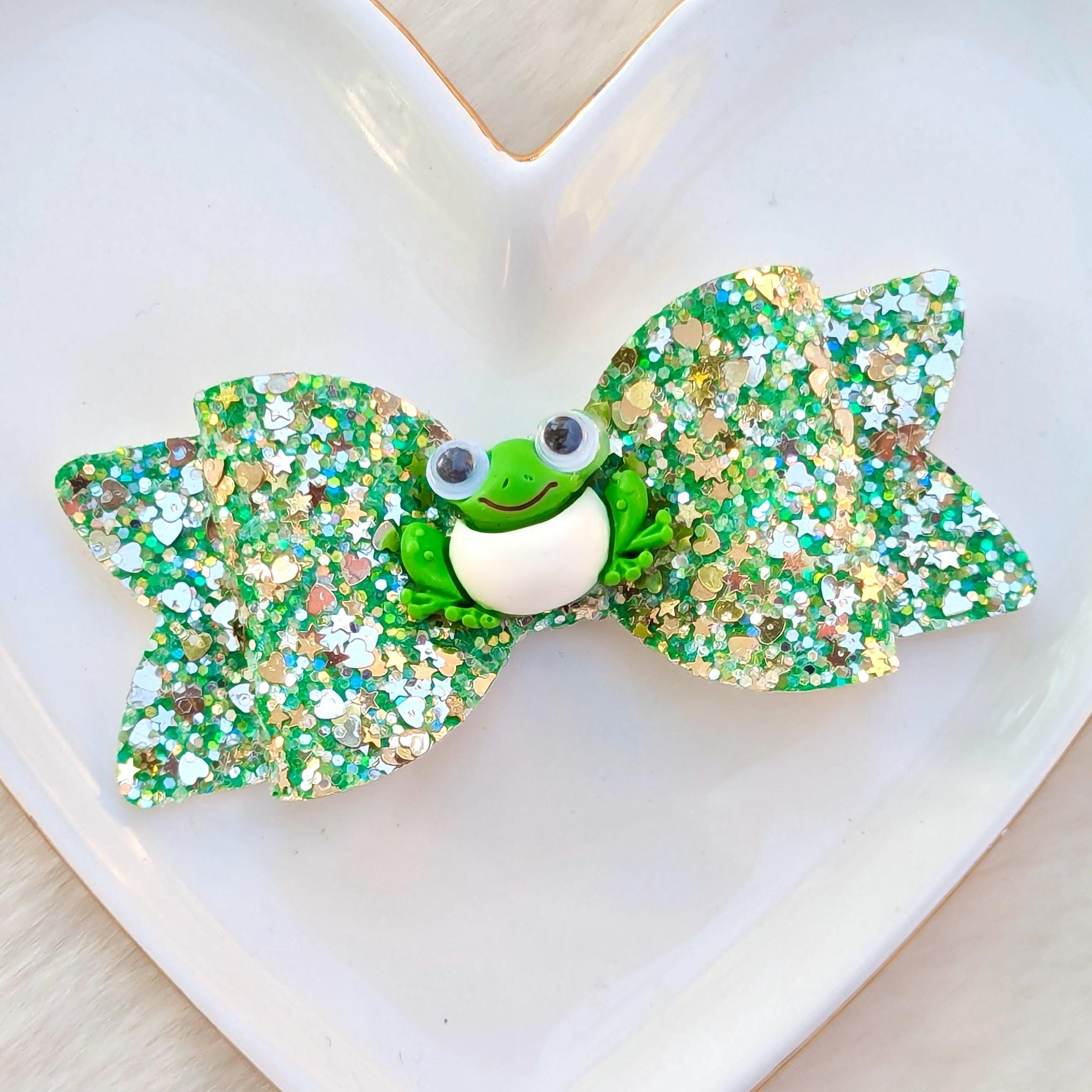 Handmade Embellished Lime Green Bow with Crystals Headband Green satin bow with embroidered crystals | Tétè Handmade  main image 2