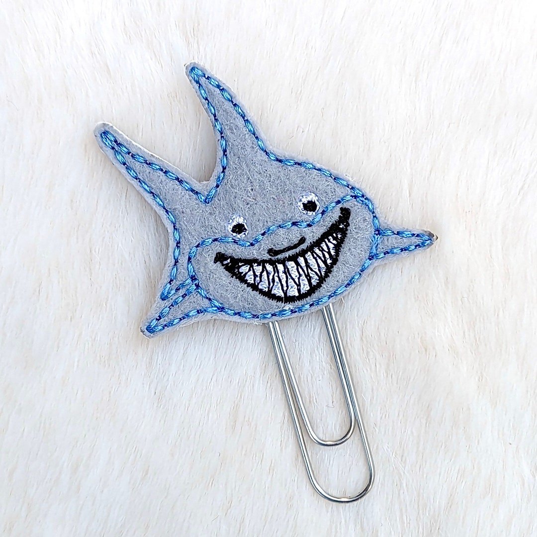 GRAY SHARK PAPER Clip, Blue Shark Teeth Planner Bookmark, Sea Life Journal Accessories, Stocking