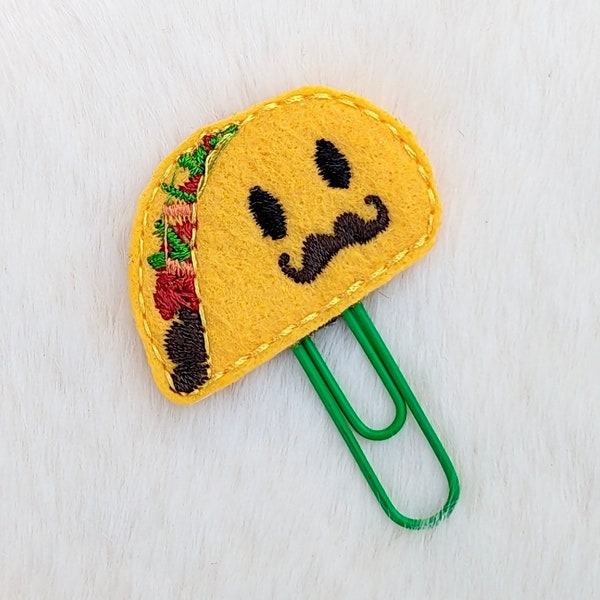 TACO PAPER CLIP, Taco Tuesday Planner Bookmark, Mustache Journal Accessories, Stocking Stuffer, Easter Basket Filler, Adhd Life Organization