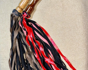 Real Leather floggers for ladies double use flogger wood handle with shiny finish