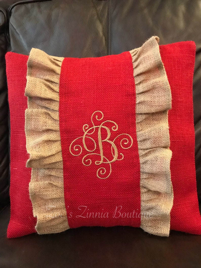 Monogrammed Pillow Cover Burlap Pillow Cover Personalized Etsy