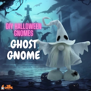 DIY Ghost Gnome - Handmade Ghost Gnome, DIY Gnome, Handmade Halloween Gnome, Homemade Gnome