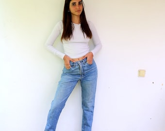 Vintage Levi’s 901 Jeans 90s Made in USA High Waist Tapered Light Wash W30 L34