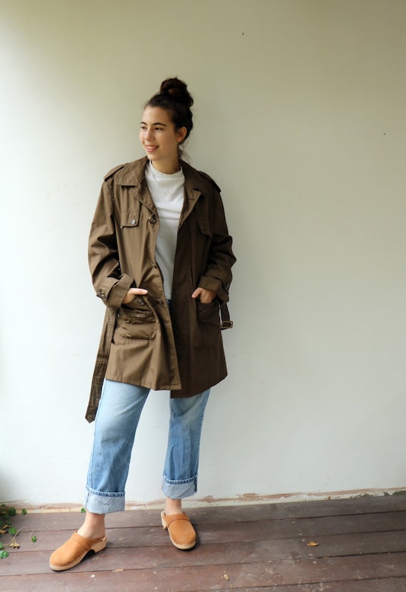 Nino Flex Trench Coat, Vintage 70s 80s Boho Hippie Br… - Gem Nino Flex Trench Coat, Vintage 70s 80s Boho Hippie Br… - Gem