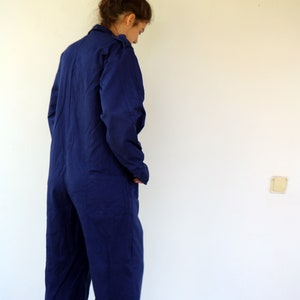 Workwear Coveralls, Vintage 70s Blue Jumpsuit Dungarees Overalls Mechanic Suit Boho Hippie Cotton Work Wear Oversize Utility 80s // O.S image 7