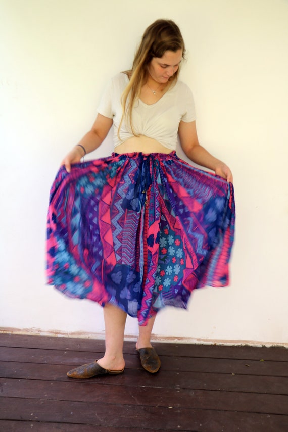 Indian Skirt, Vintage 70s Boho Hippy Cotton Gauze… - image 2
