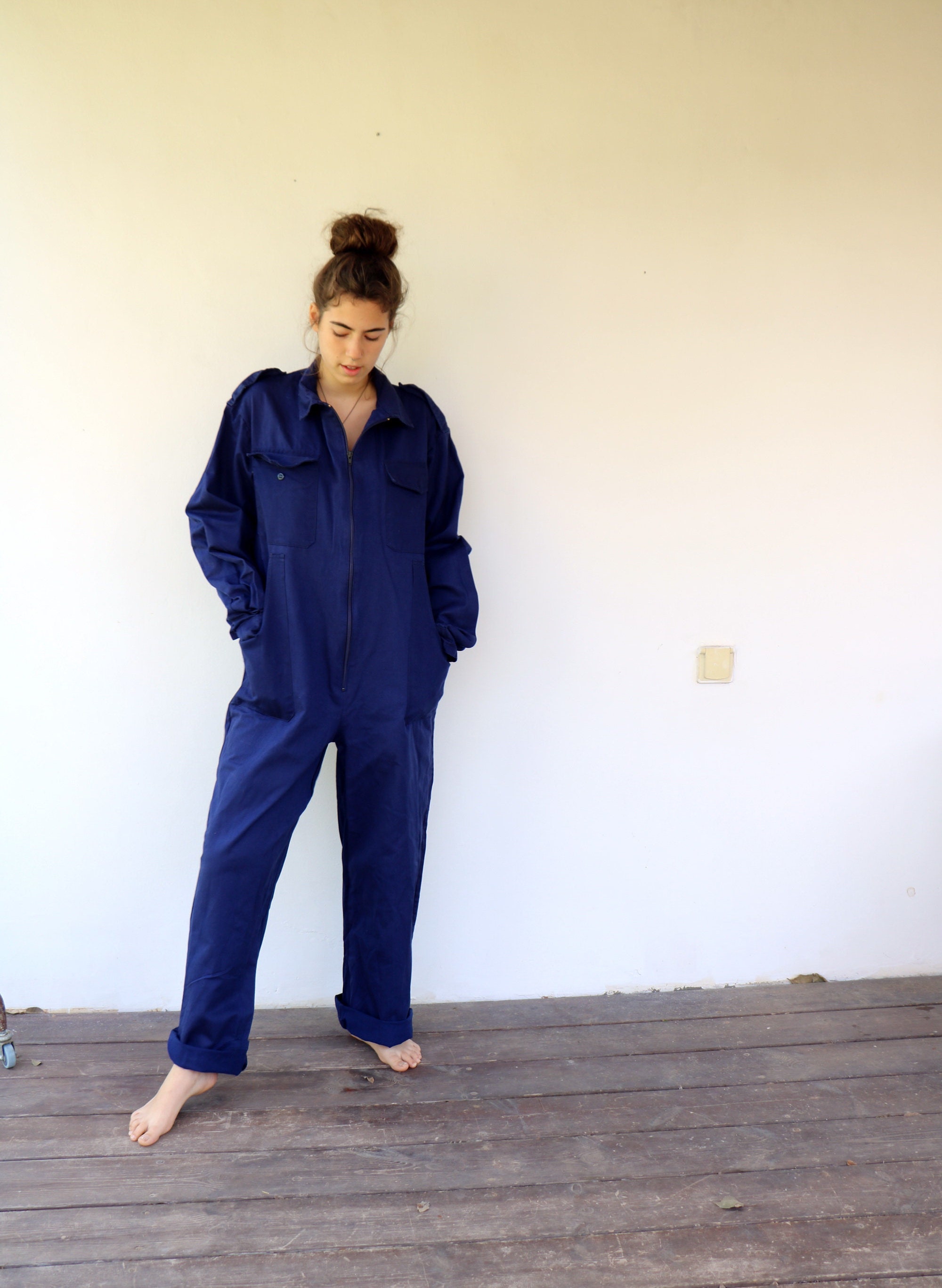 Workwear Coveralls Vintage 70s Blue Jumpsuit Dungarees Etsy Ireland