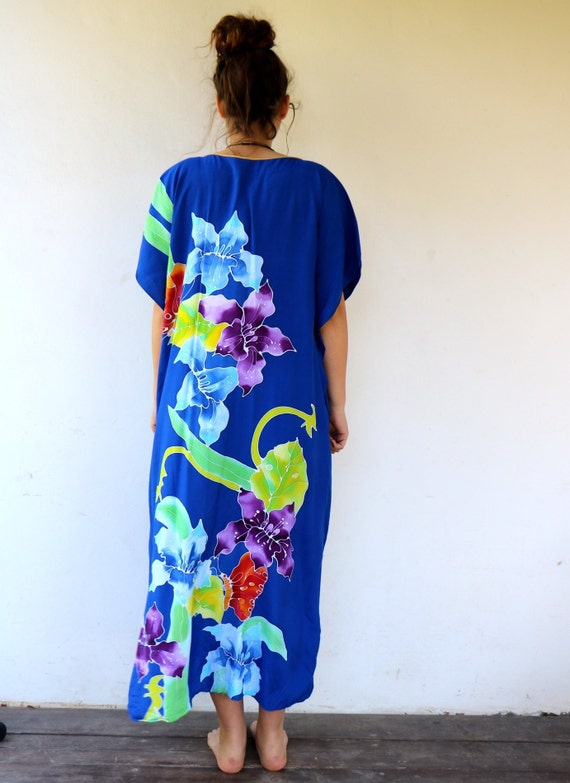 Tropical Dress , Vintage Boho 70s 80s Hawaiian Bl… - image 8