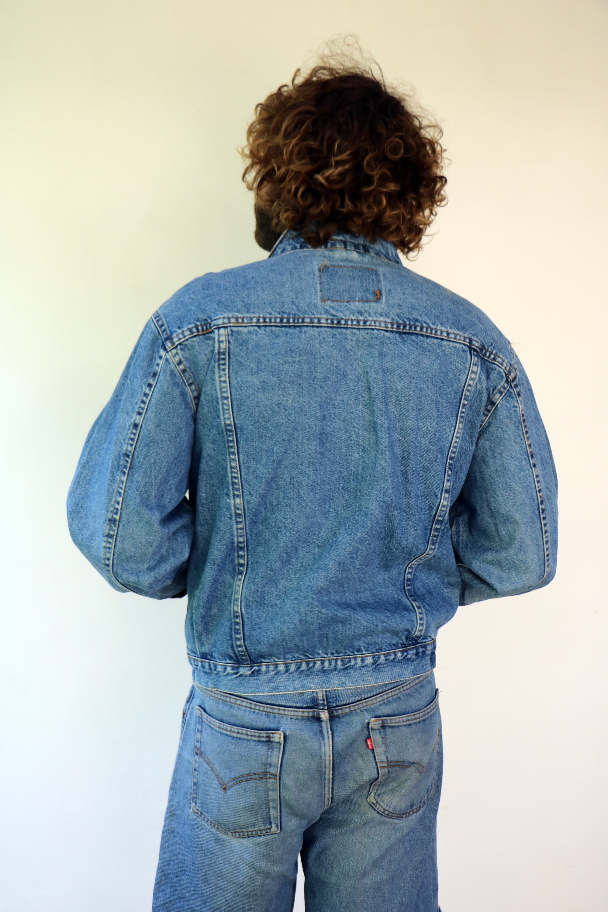 BOSS Denim Jacket Vintage 80s Denim Jean Jeans Western Country Boho Hippie Blue Cotton Shirt 90s L