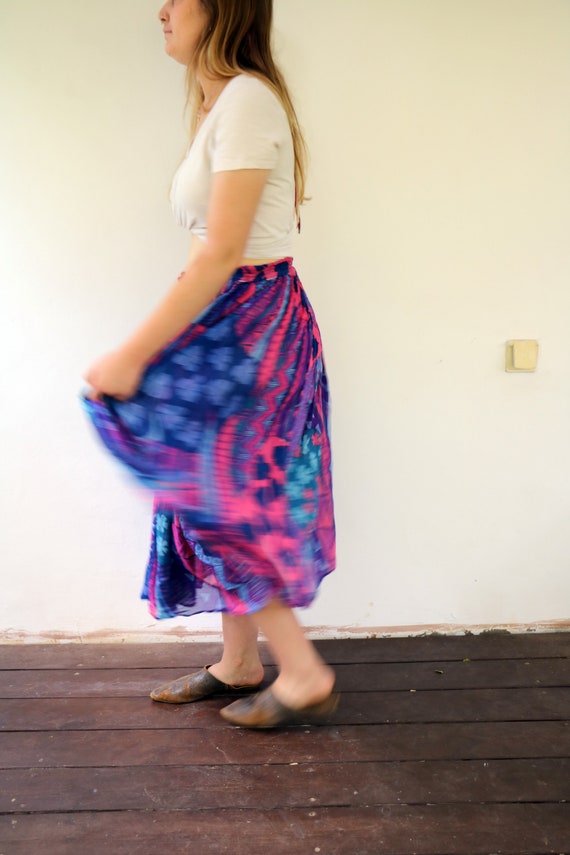 Indian Skirt, Vintage 70s Boho Hippy Cotton Gauze… - image 8