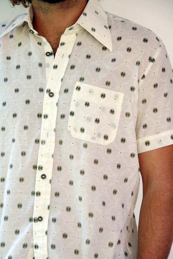1960's Men's Shirt , Vintage 70s Mod Button Up of… - image 2