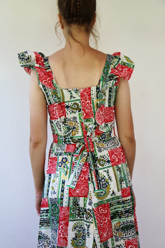 Floral Ruffle Dress, Vintage 70s 1970s Boho Hippi… - image 5