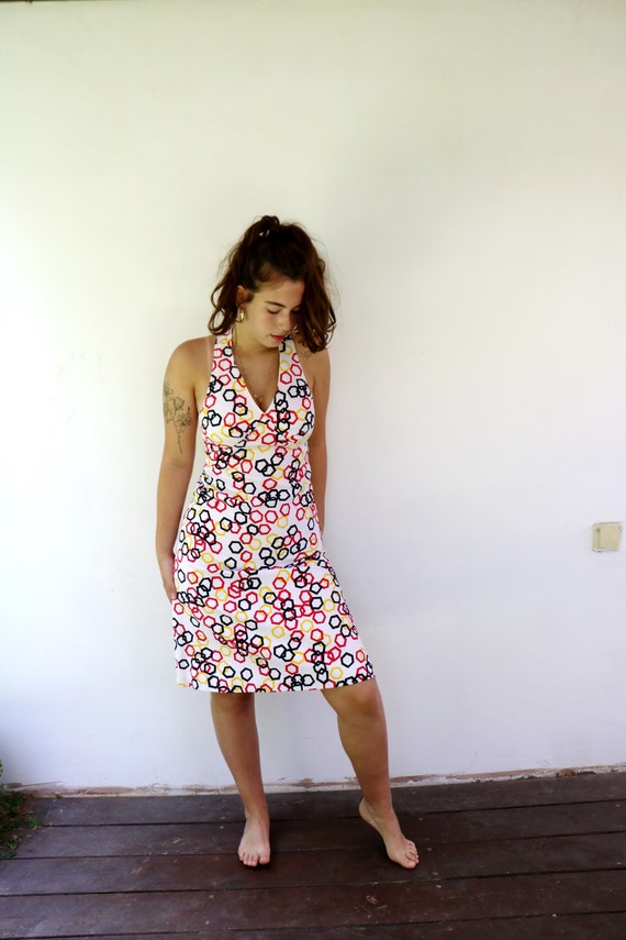 1970s Halter Dress Vintage 70s Midi Mini White Boho Hippie Geometric Backless Hippy Hipster Cotton Summer Sun Dress Red Black Yellow S M Etsy Canada