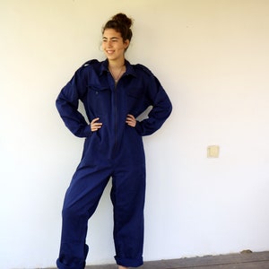 Workwear Coveralls, Vintage 70s Blue Jumpsuit Dungarees Overalls Mechanic Suit Boho Hippie Cotton Work Wear Oversize Utility 80s // O.S image 4