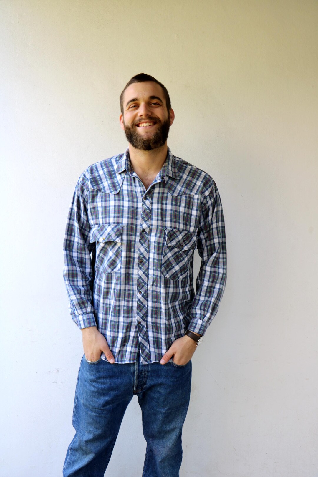 【DEARMINE】Disen Classic Check Shirt Double D Ranch Western Slick Up Tee in Graphic Print – Atomic 79