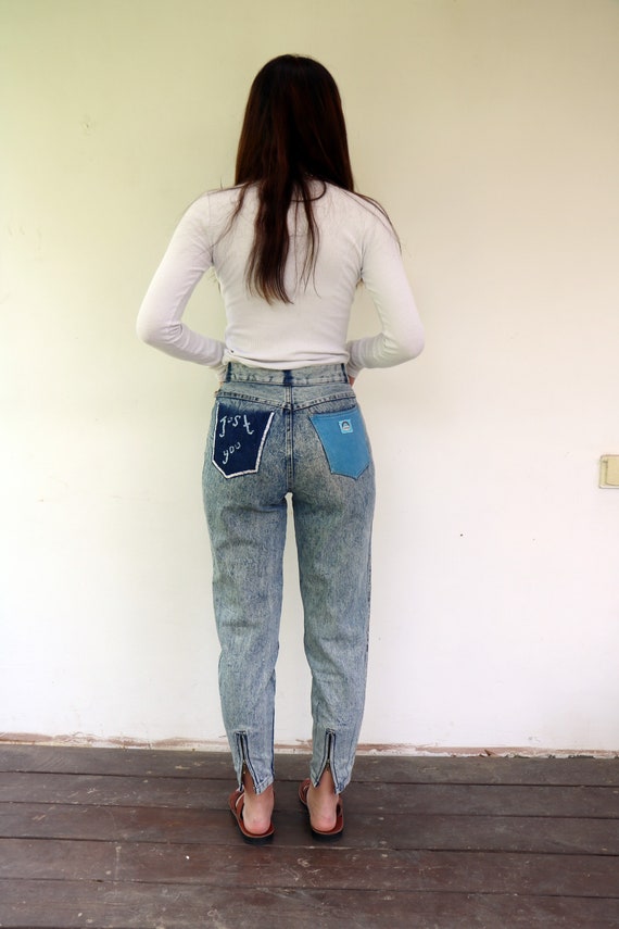 Acid Wash Jeans, Vintage 80s 1980s High Waist Boho Hi… Gem