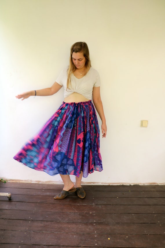 Indian Skirt, Vintage 70s Boho Hippy Cotton Gauze… - image 7