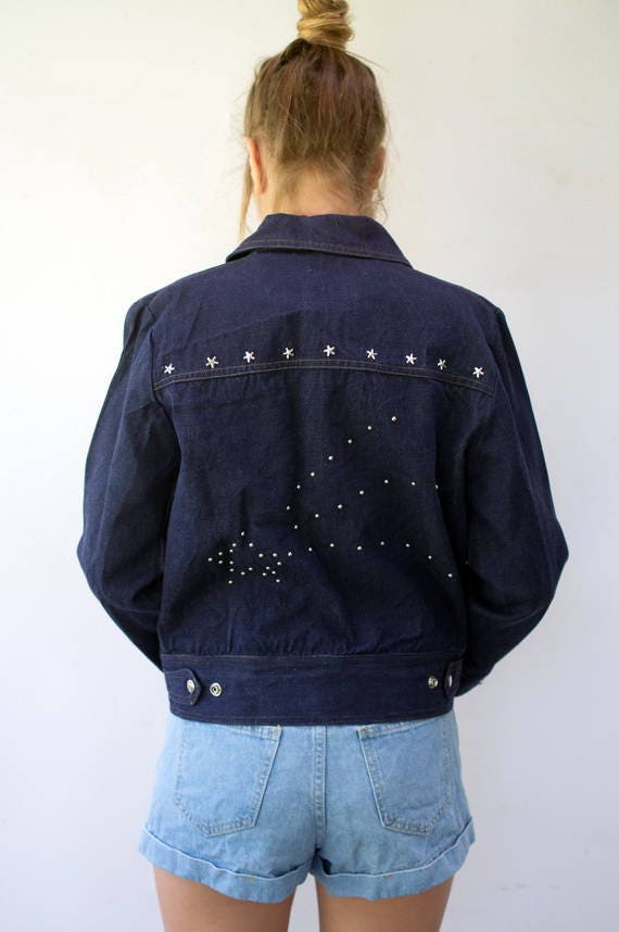 Vintage 70's Denim Jacket, Cropped Western Countr… - image 4