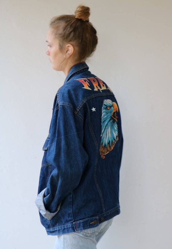 Vintage Jeans Jacket 80s Denim Jacket Western Country Boho - Etsy