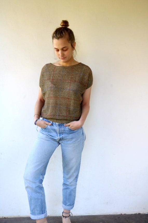 Vintage Gianni Versace Gold Lurex Sweater Made in Italy Metallic 
