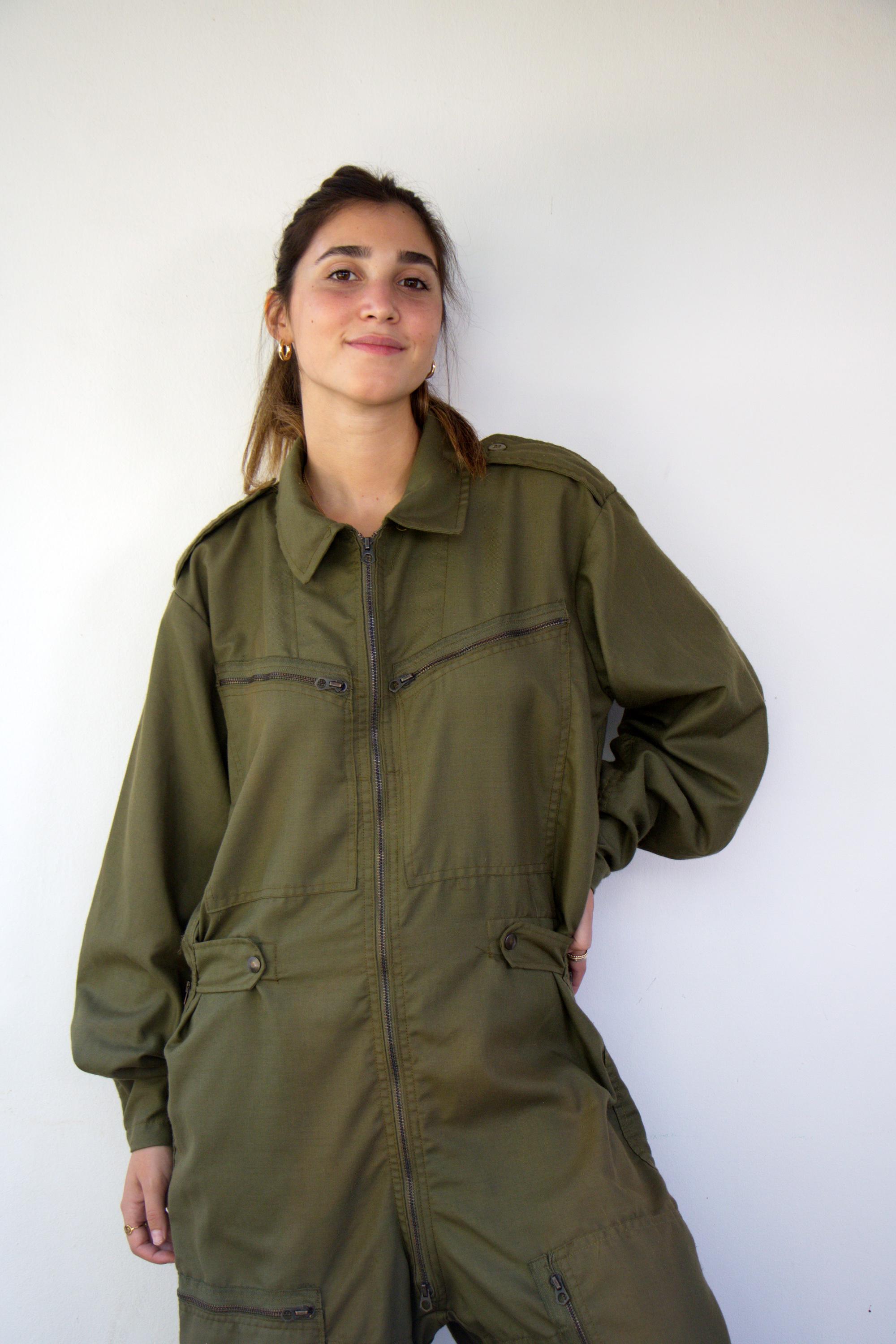 Vintage Coveralls Military Worksuit, Green Flight Suit Mechanic 