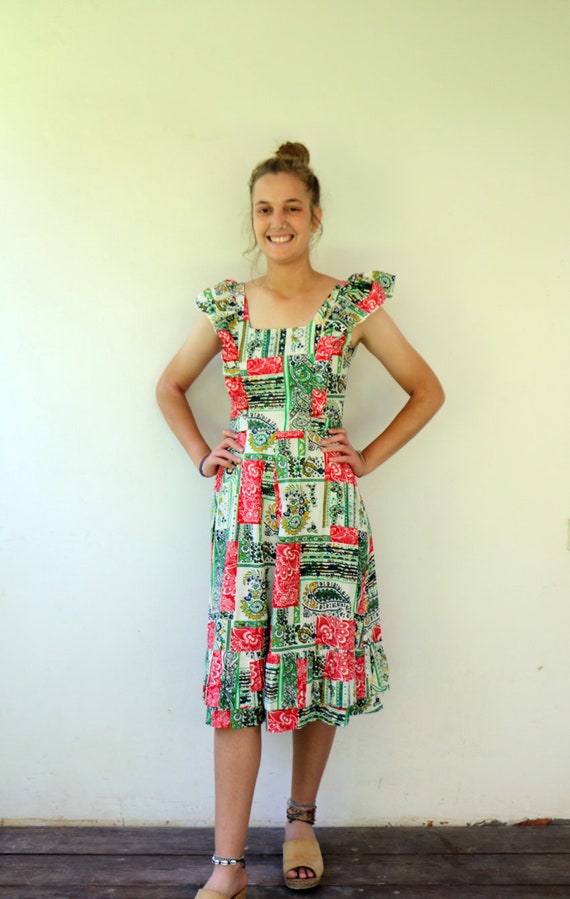 70s Pinafore Ruffle Dress //S
