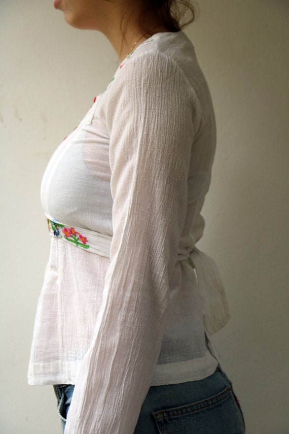 Indian Embroidered Blouse, Vintage 70's 1970s Boh… - image 9