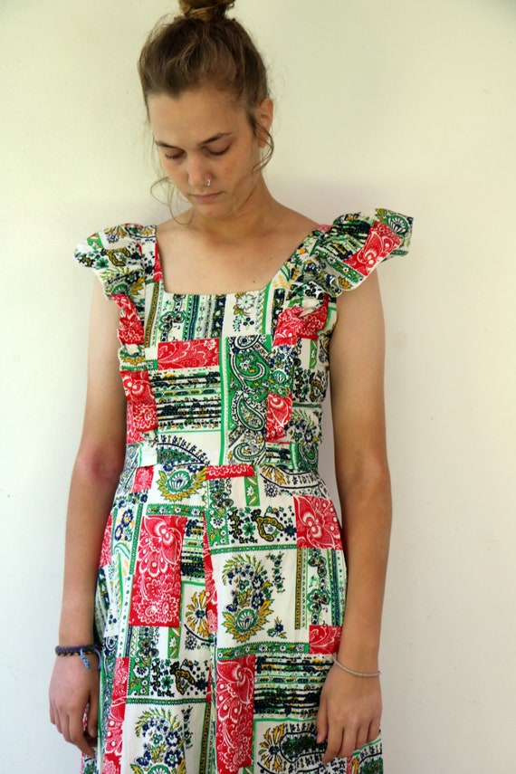 Floral Ruffle Dress, Vintage 70s 1970s Boho Hippi… - image 2