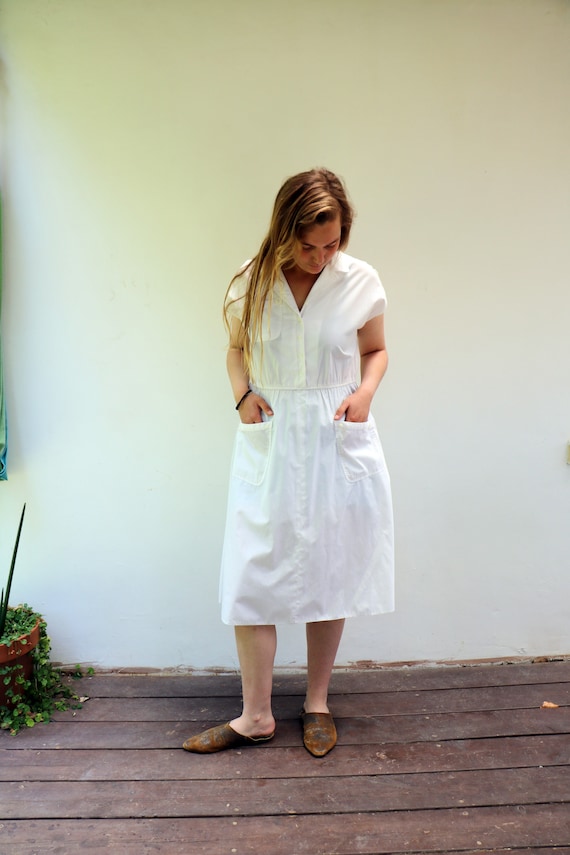C&A vestido blanco 70s 80s Boho Hippie High Waist - Etsy España