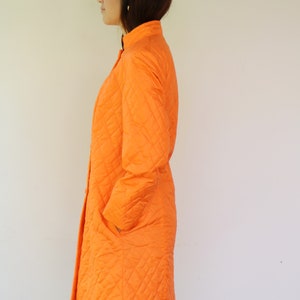 Quilted Coat, Vintage 50s 60s Boho Hippie Orange Puffer Hippy Lady Utex Mod Double Breast Coat Dress The Aristocrat of Fashion 1960s // O.S image 7