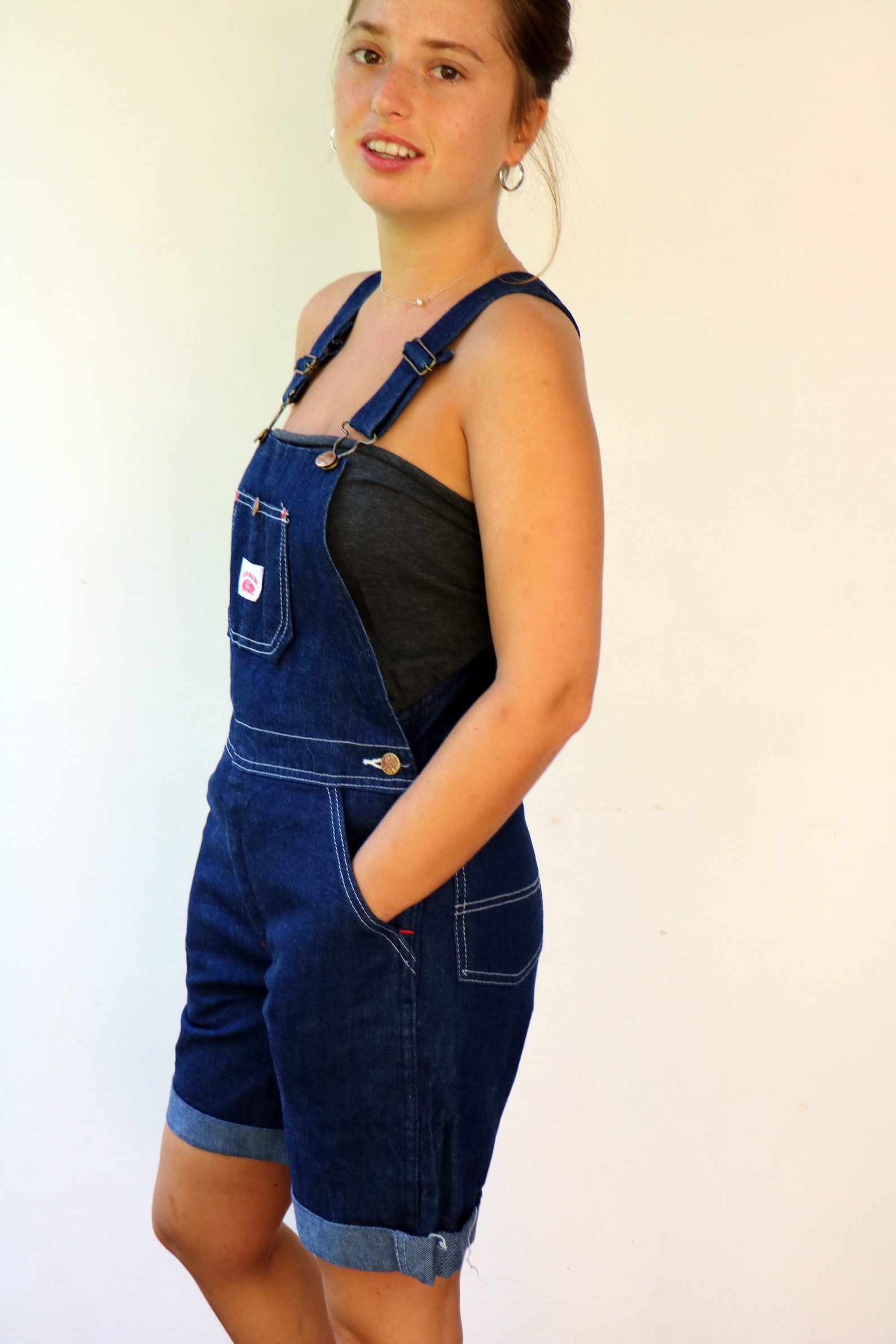 Round House Overalls, Vintage 70s Blue Denim Jean Jeans Jumpsuit High