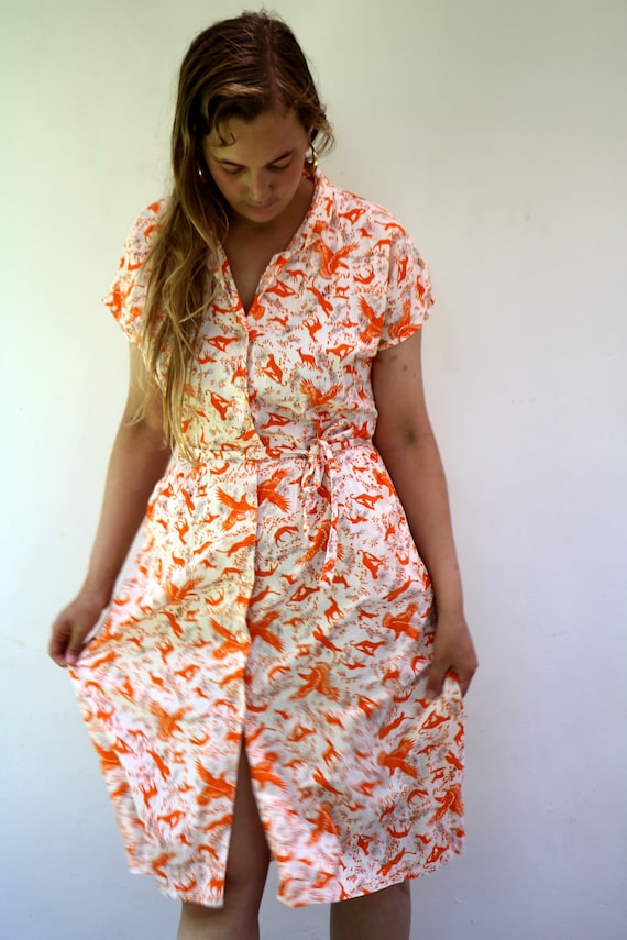 Animal Print Dress, Vintage Boho hippie Novelty J… - image 1