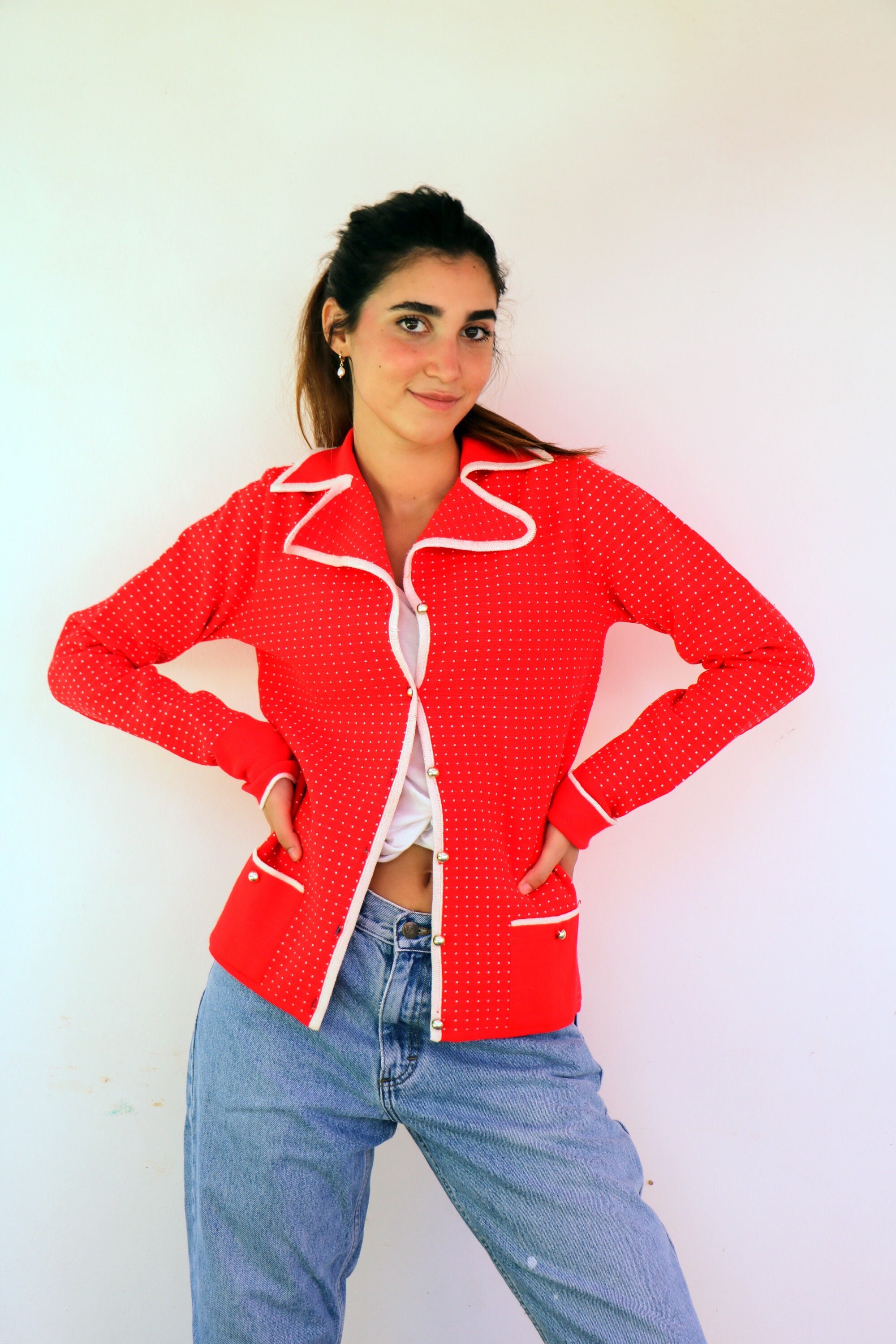 White polka hotsell dot cardigan
