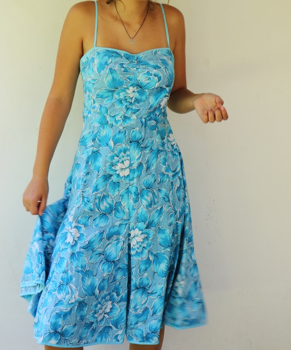 Floral Backless Dress, Vintage 70s Boho Summer Su… - image 2