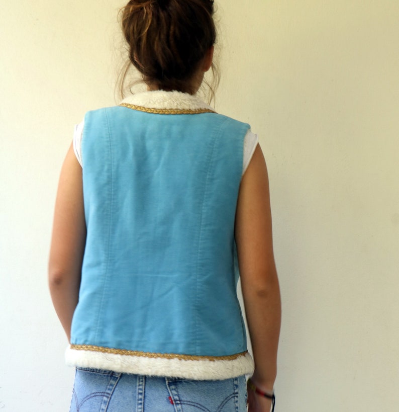 70's Vest Vintage 1970s Boho Hippy Blue Suede Faux Vest - Etsy