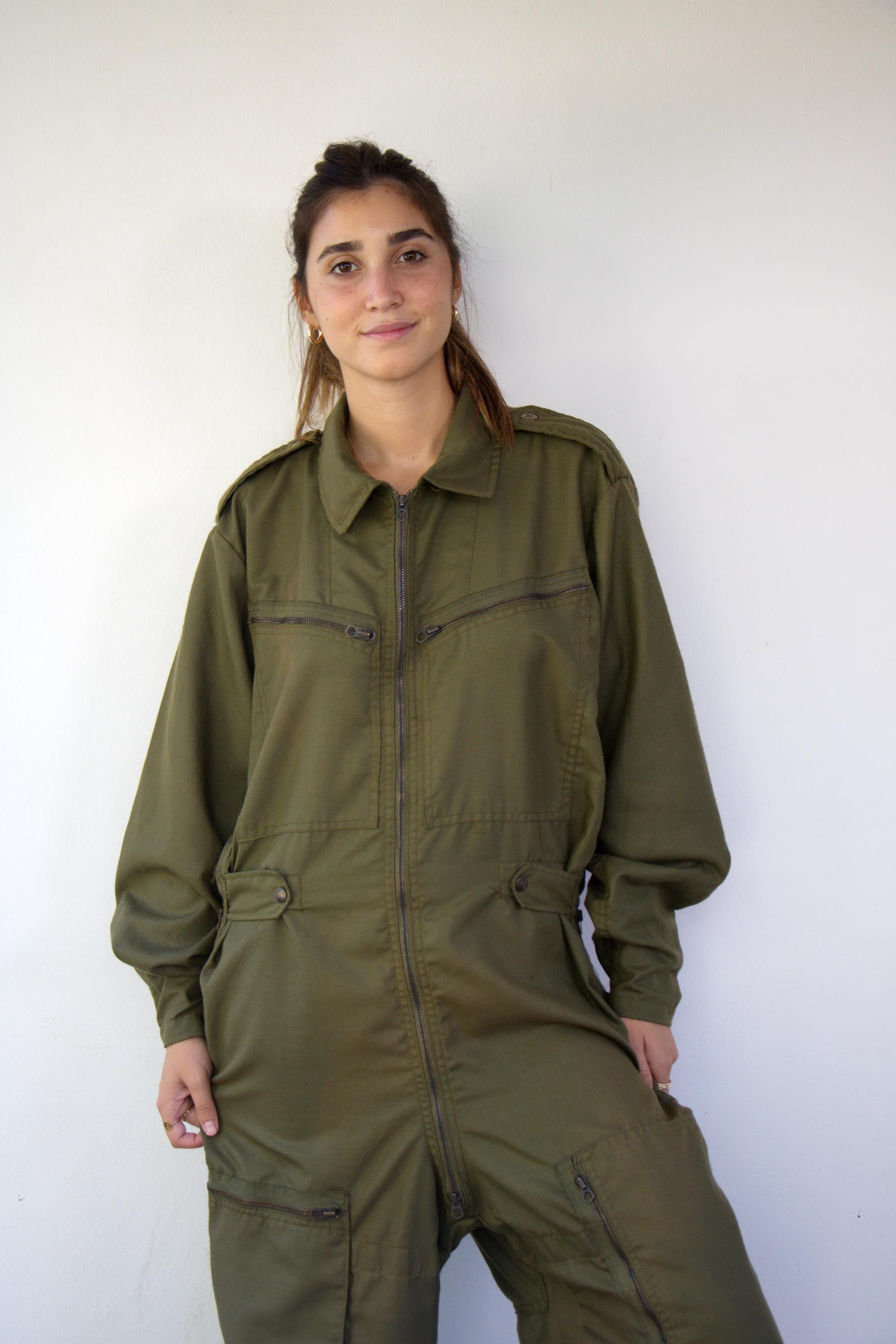 Vintage Coveralls Military Worksuit, Green Flight Suit