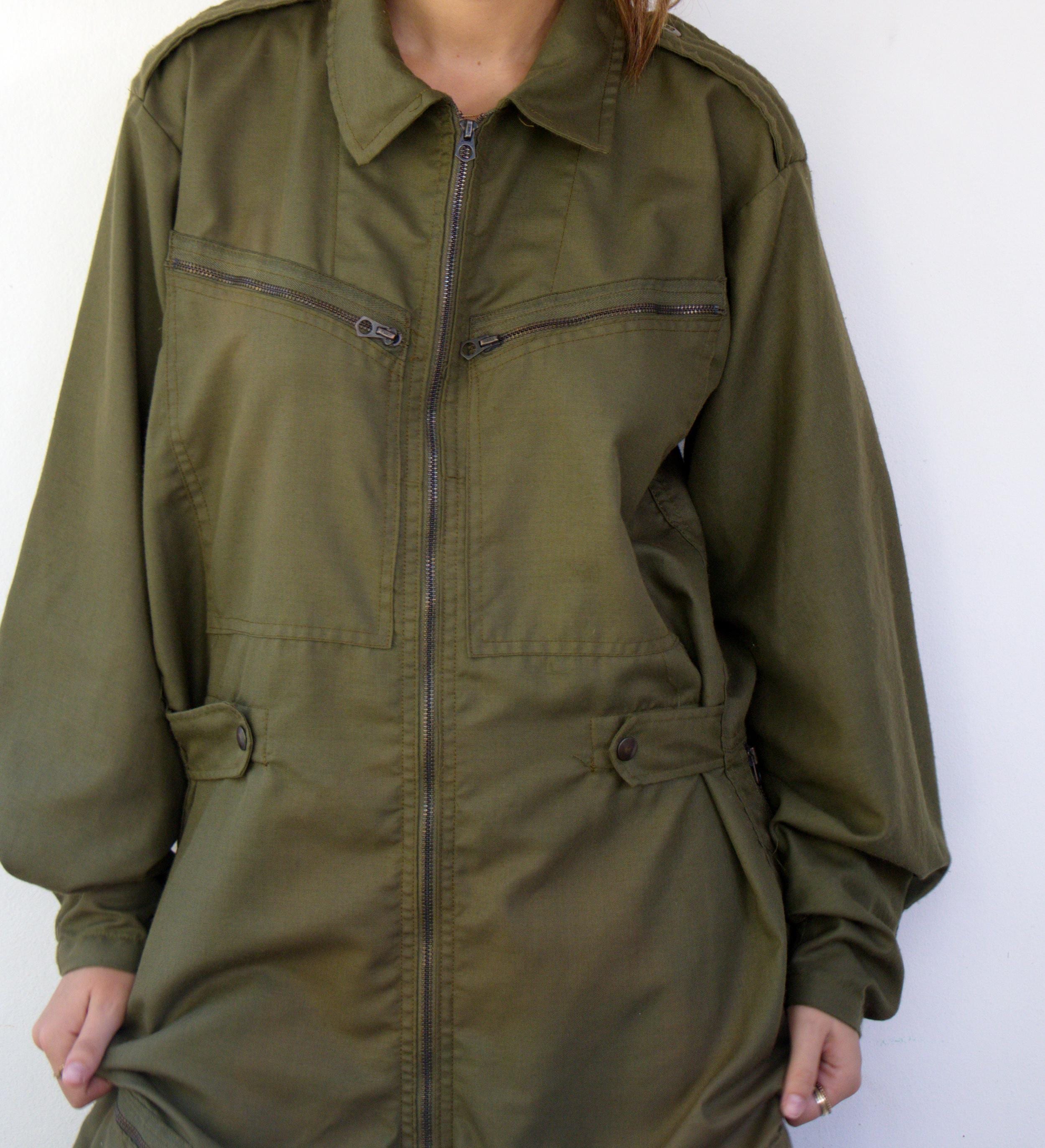 Vintage Coveralls Military Worksuit, Green Flight Suit