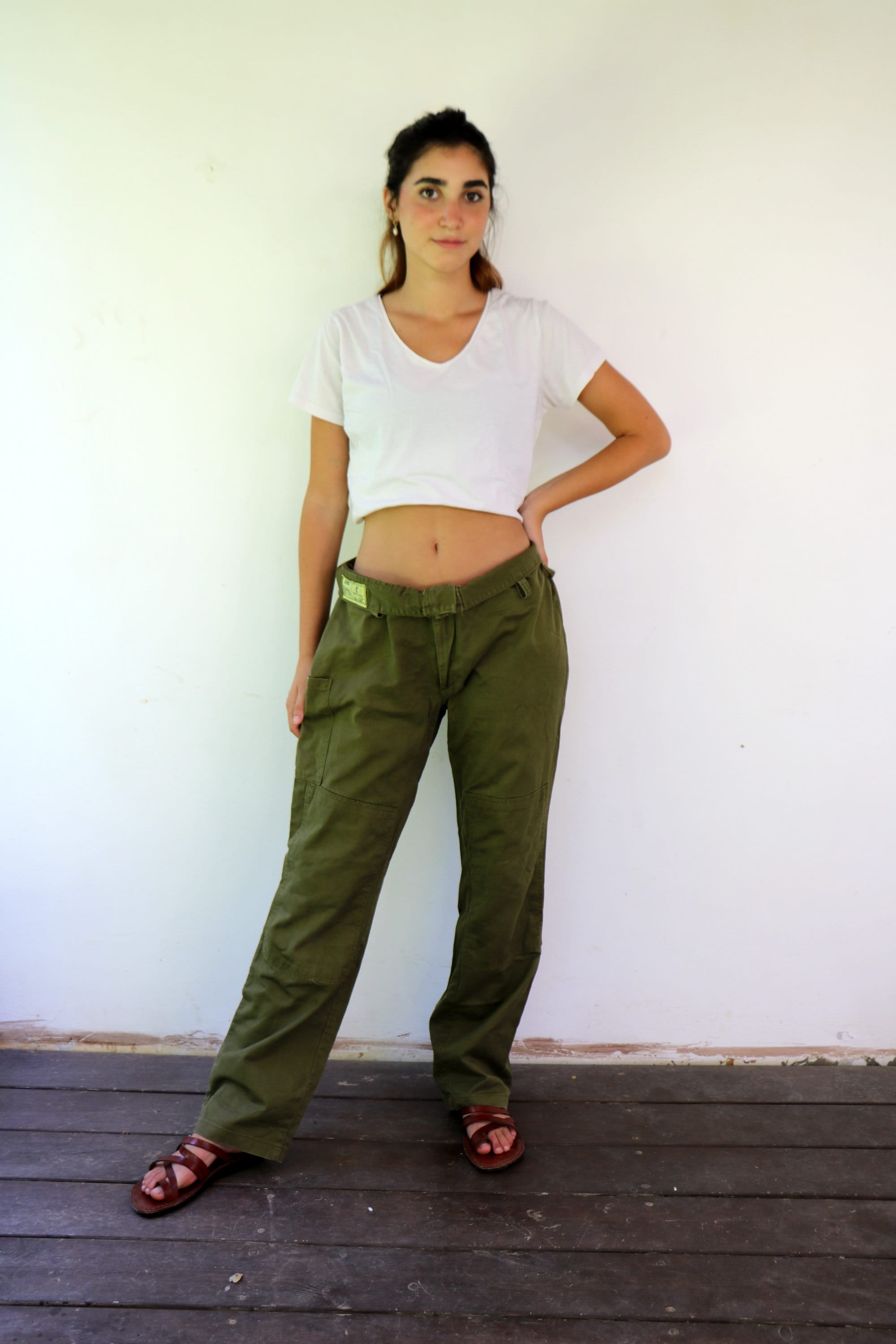 90'S Civilian Trousers Field Pants 80 cotton navy blue type Vintage Second Hand