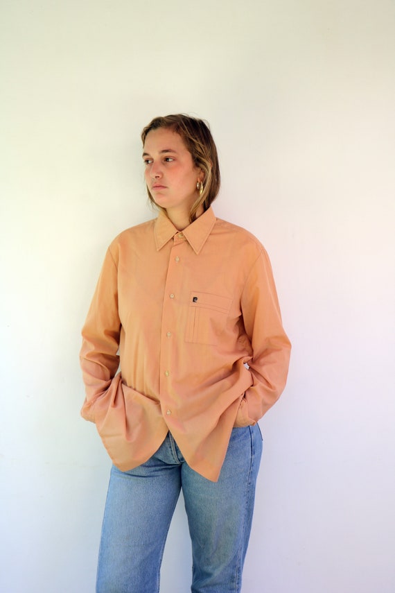 Pierre Cardin Paris Shirt, Vintage 70s Dusty Peac… - image 1