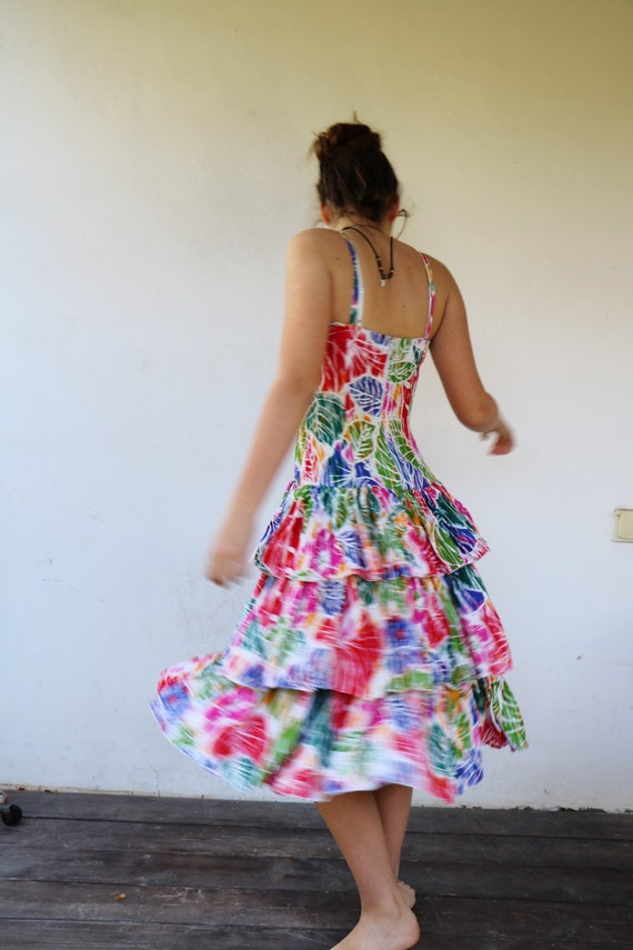 Colorful Summer Dress, Vintage 80s Boho Hippie Ru… - image 7